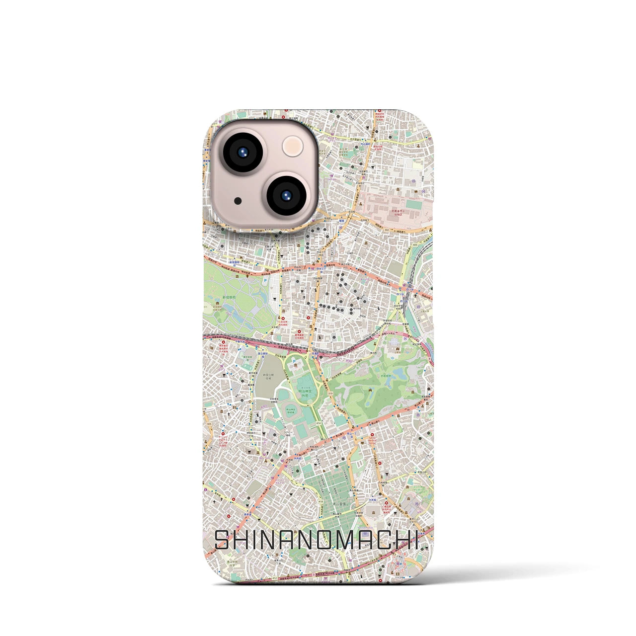 【信濃町】地図柄iPhoneケース（バックカバータイプ・ナチュラル）iPhone 13 mini 用