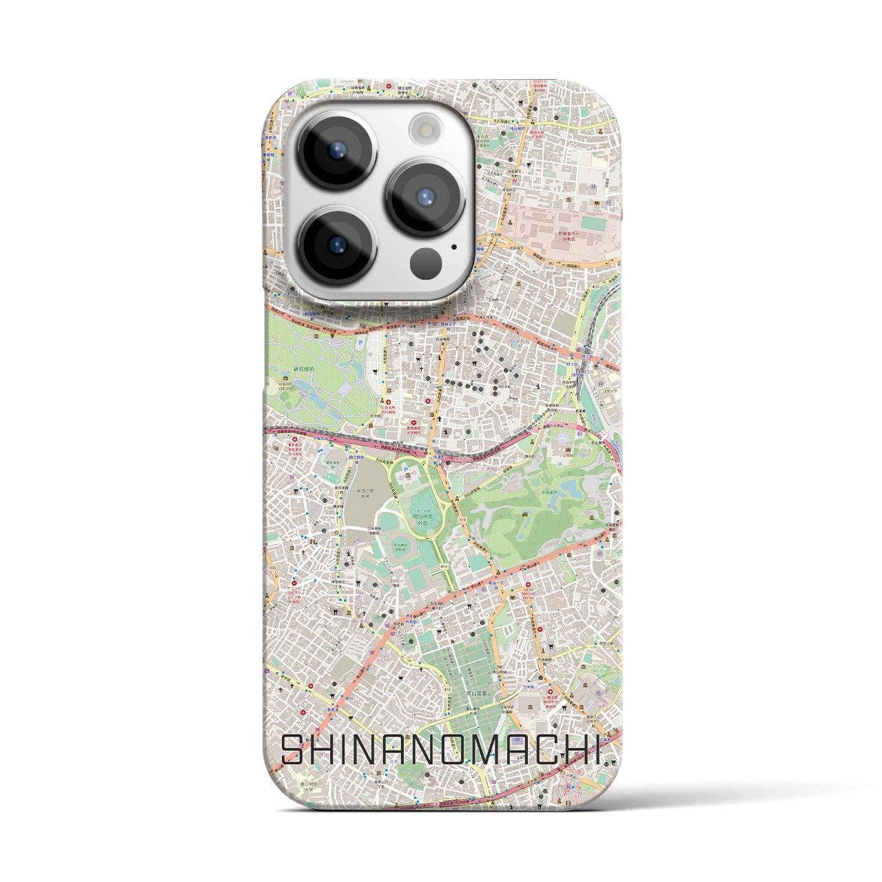【信濃町】地図柄iPhoneケース（バックカバータイプ・ナチュラル）iPhone 14 Pro 用