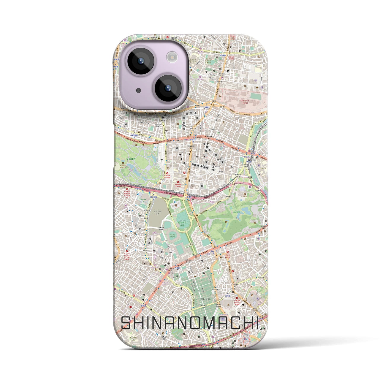 【信濃町】地図柄iPhoneケース（バックカバータイプ・ナチュラル）iPhone 14 用