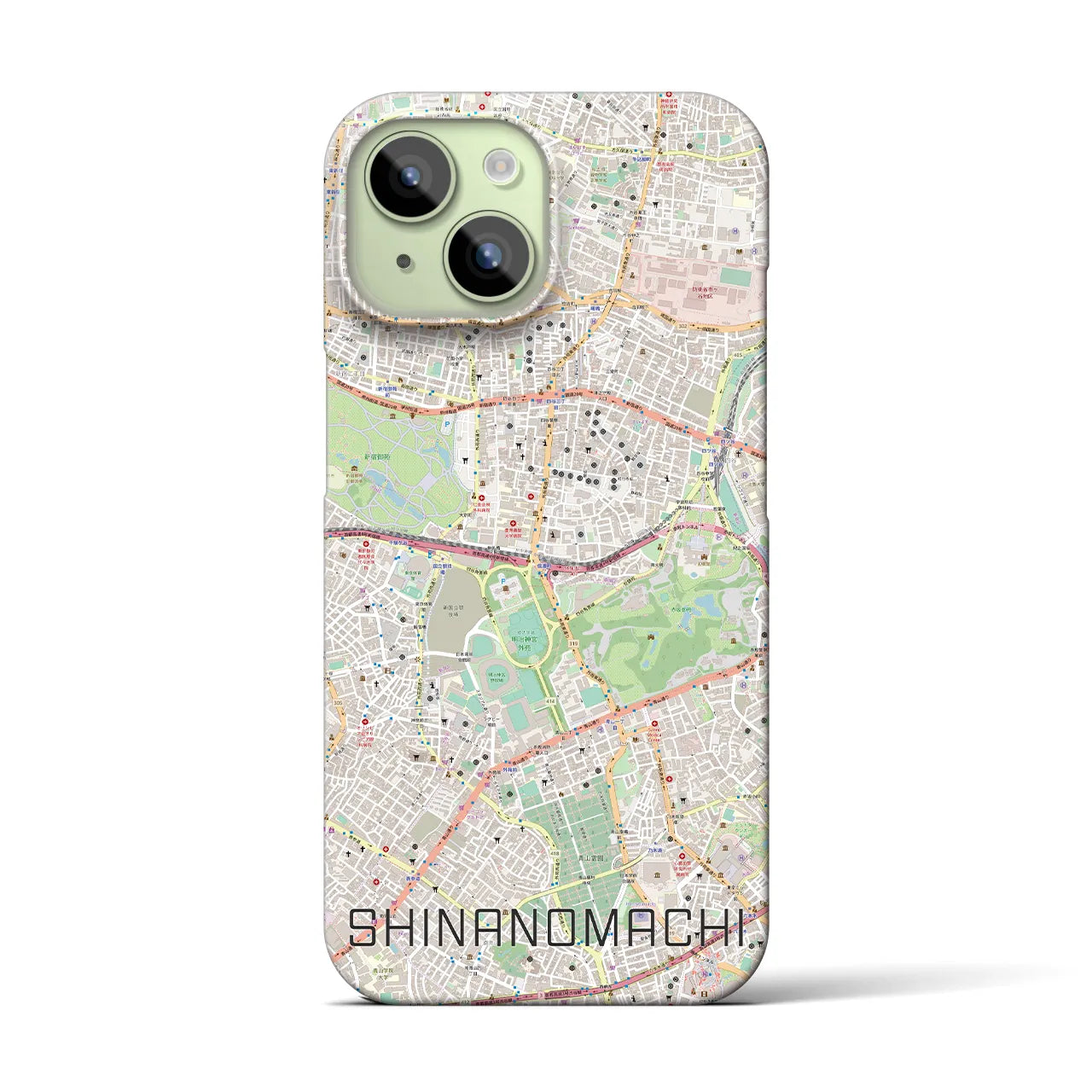 【信濃町】地図柄iPhoneケース（バックカバータイプ・ナチュラル）iPhone 15 用