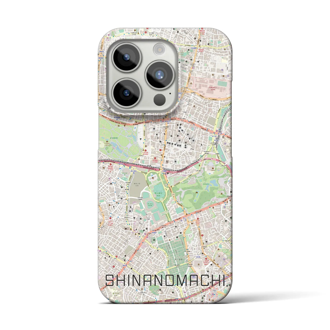 【信濃町】地図柄iPhoneケース（バックカバータイプ・ナチュラル）iPhone 15 Pro 用