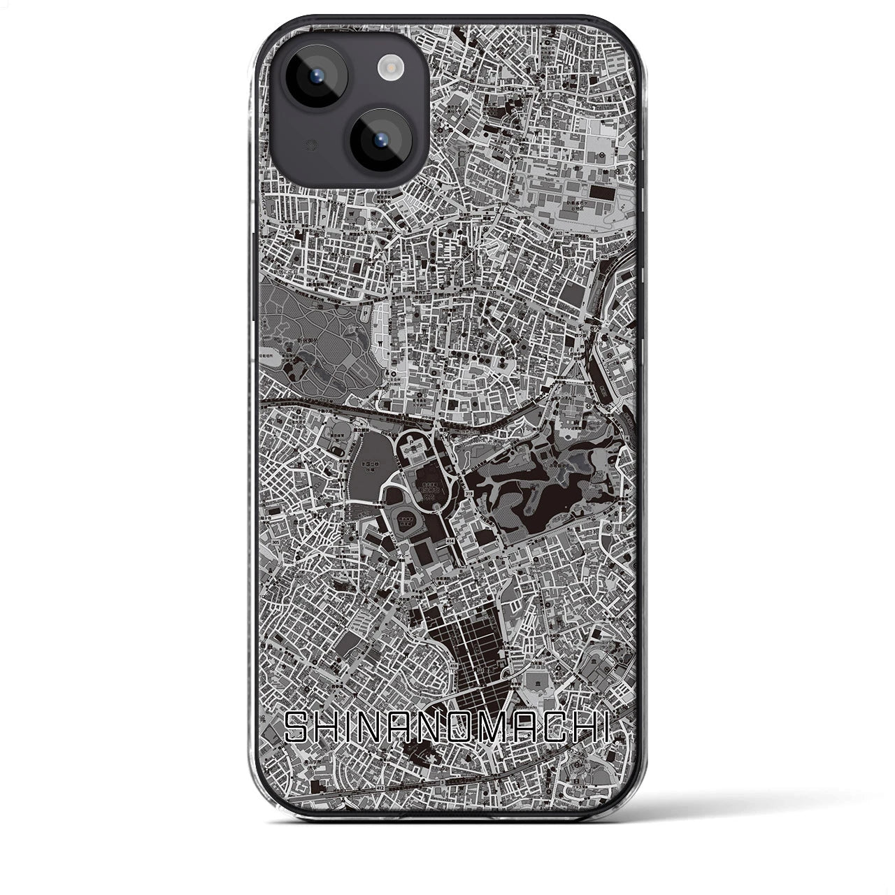 【信濃町】地図柄iPhoneケース（クリアタイプ・モノトーン）iPhone 14 Plus 用