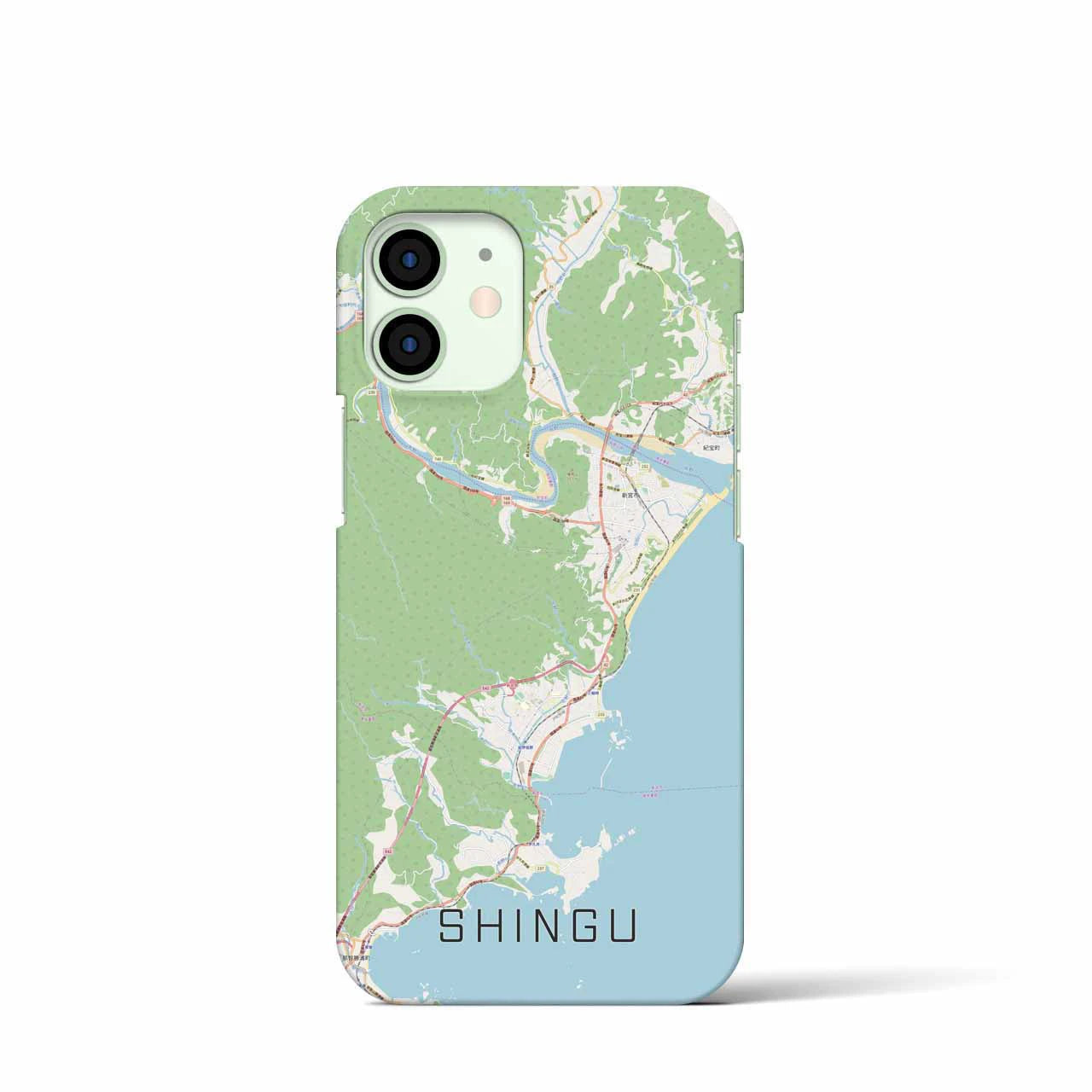 【新宮（和歌山県）】地図柄iPhoneケース（バックカバータイプ・ナチュラル）iPhone 12 mini 用