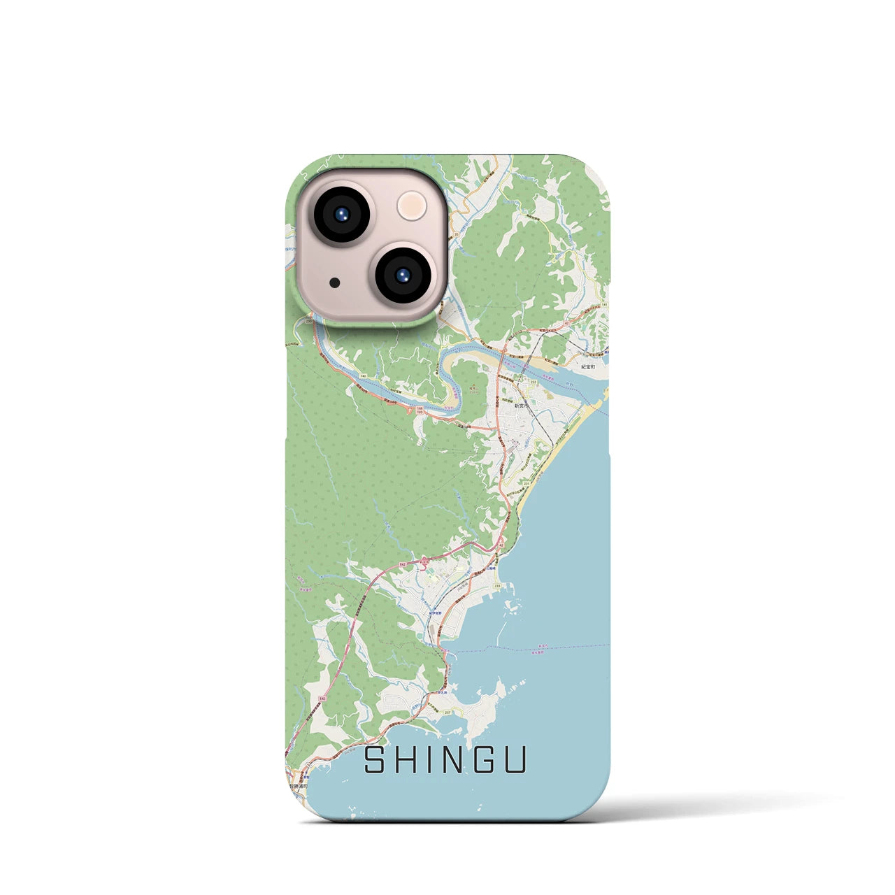 【新宮（和歌山県）】地図柄iPhoneケース（バックカバータイプ・ナチュラル）iPhone 13 mini 用