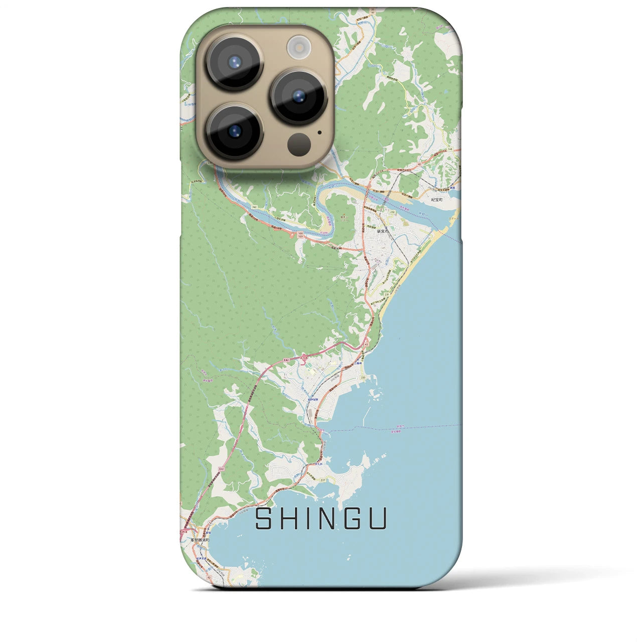 【新宮（和歌山県）】地図柄iPhoneケース（バックカバータイプ・ナチュラル）iPhone 14 Pro Max 用