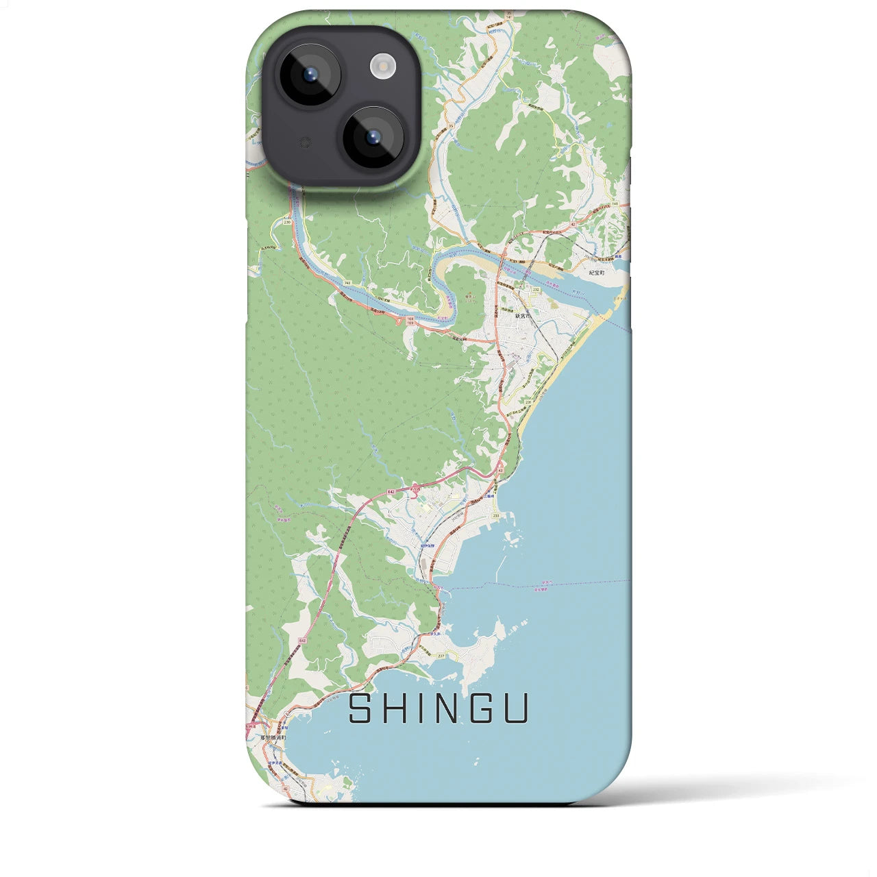 【新宮（和歌山県）】地図柄iPhoneケース（バックカバータイプ・ナチュラル）iPhone 14 Plus 用