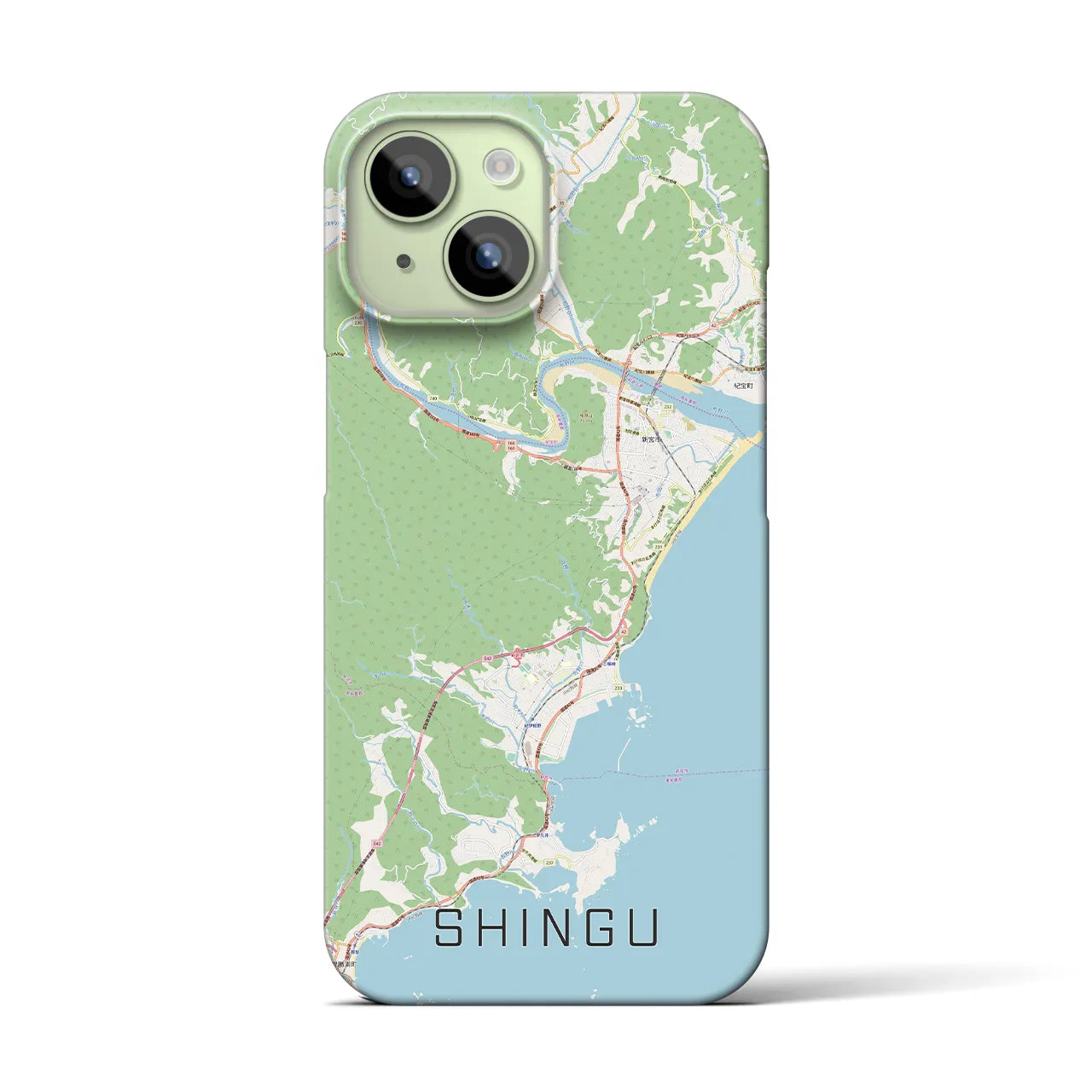 【新宮（和歌山県）】地図柄iPhoneケース（バックカバータイプ・ナチュラル）iPhone 15 用