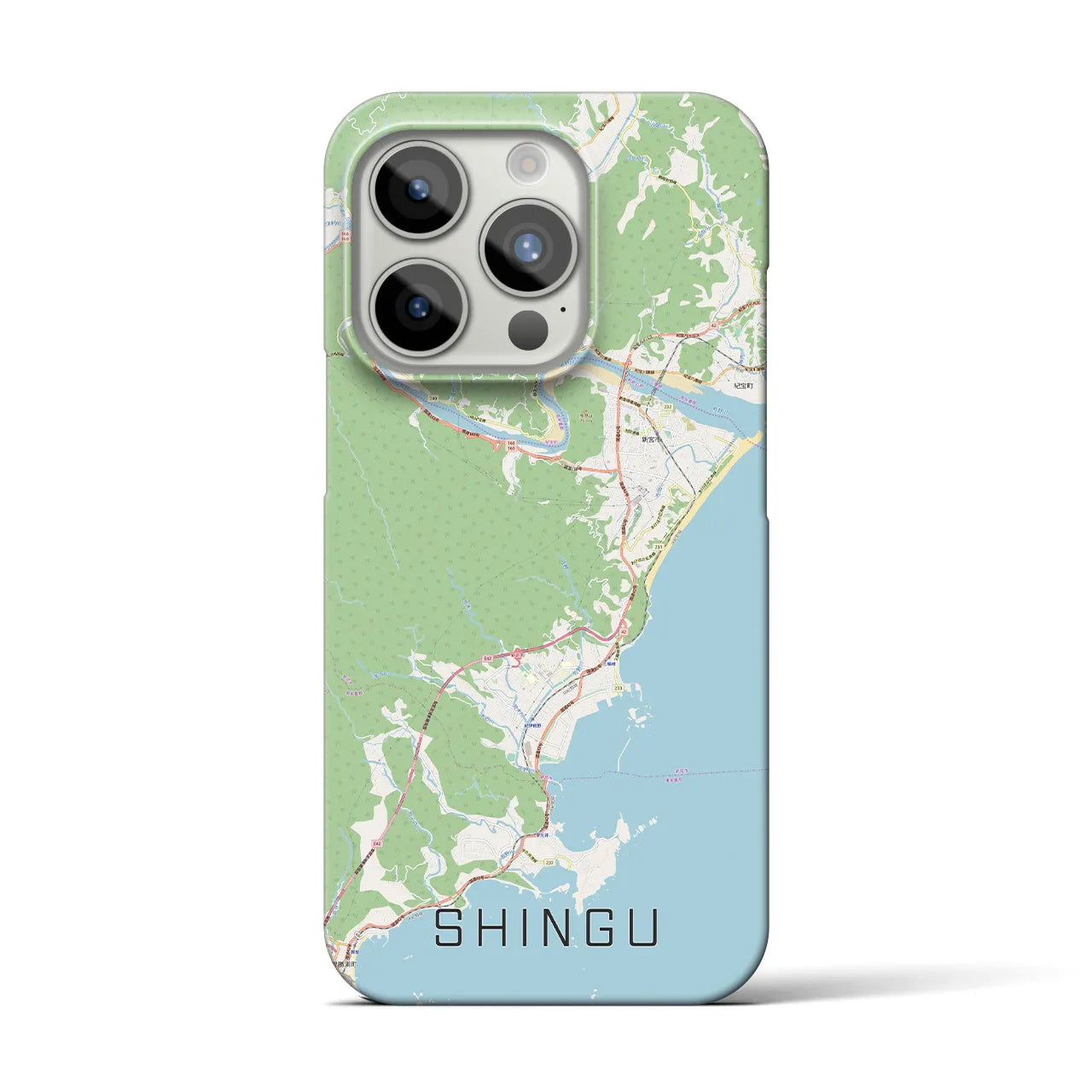 【新宮（和歌山県）】地図柄iPhoneケース（バックカバータイプ・ナチュラル）iPhone 15 Pro 用