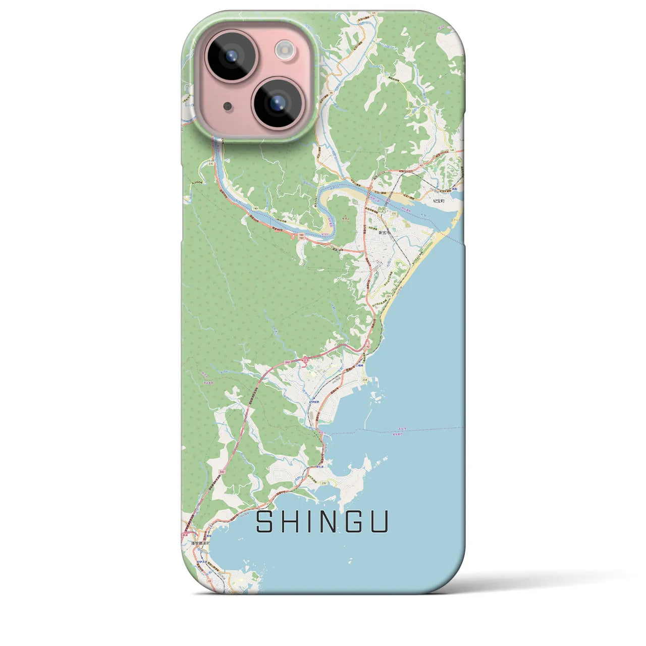 【新宮（和歌山県）】地図柄iPhoneケース（バックカバータイプ・ナチュラル）iPhone 15 Plus 用