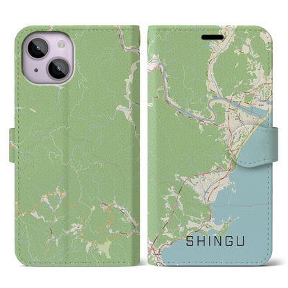 【新宮（和歌山県）】地図柄iPhoneケース（手帳タイプ）ナチュラル・iPhone 14 用