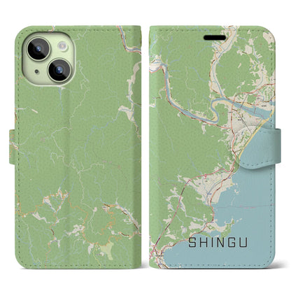 【新宮（和歌山県）】地図柄iPhoneケース（手帳タイプ）ナチュラル・iPhone 15 用