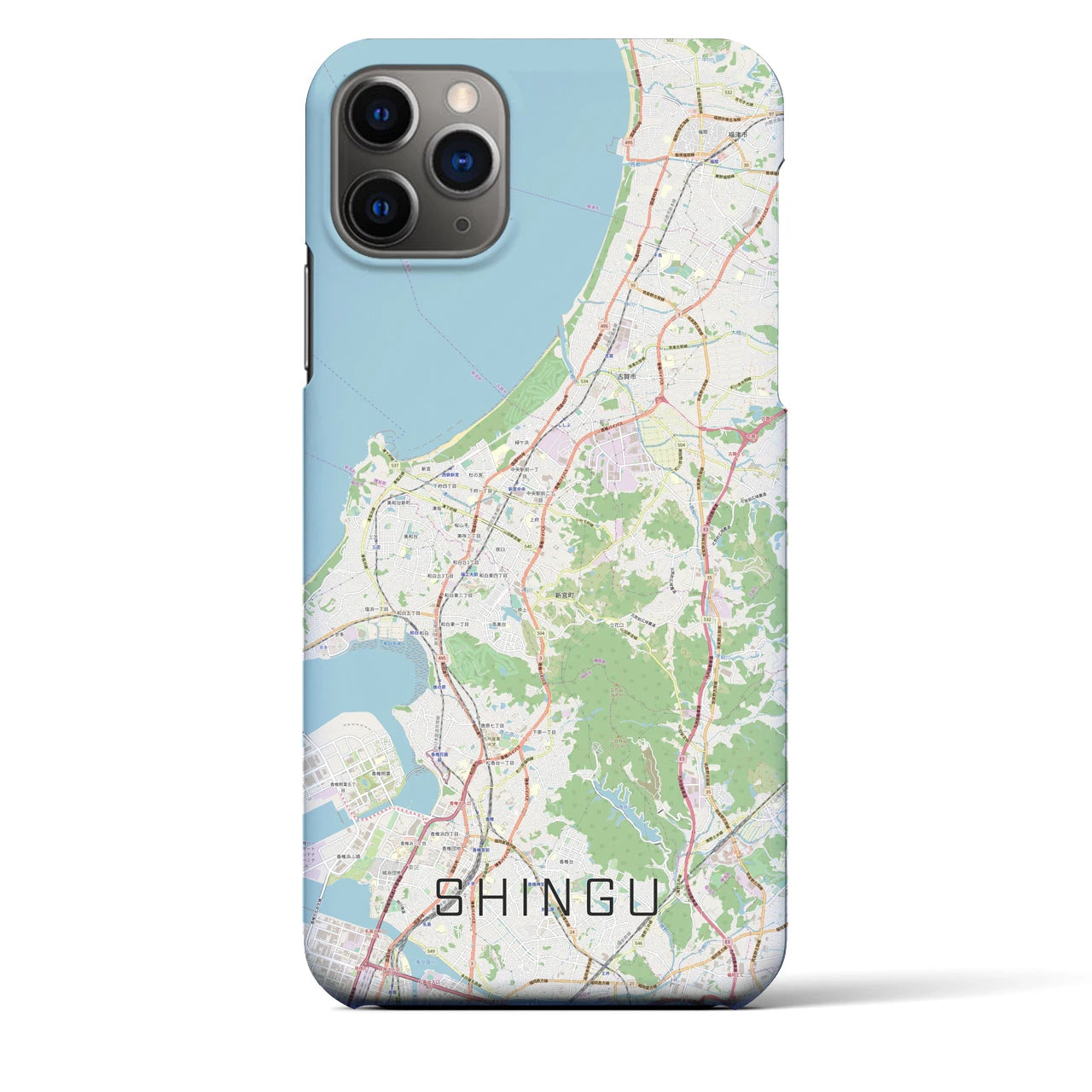 【新宮】地図柄iPhoneケース（バックカバータイプ・ナチュラル）iPhone 11 Pro Max 用