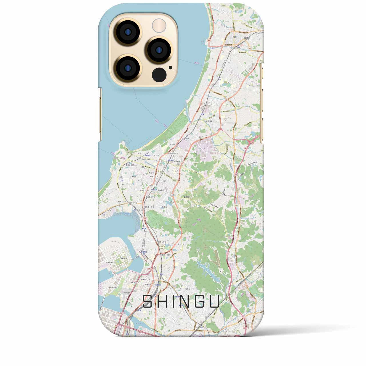 【新宮】地図柄iPhoneケース（バックカバータイプ・ナチュラル）iPhone 12 Pro Max 用