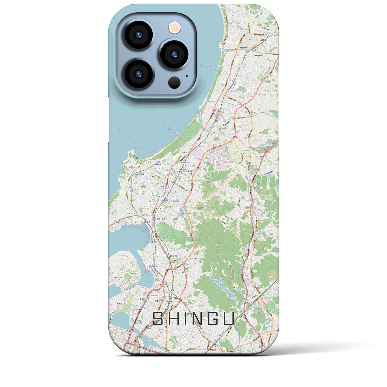 【新宮】地図柄iPhoneケース（バックカバータイプ・ナチュラル）iPhone 13 Pro Max 用