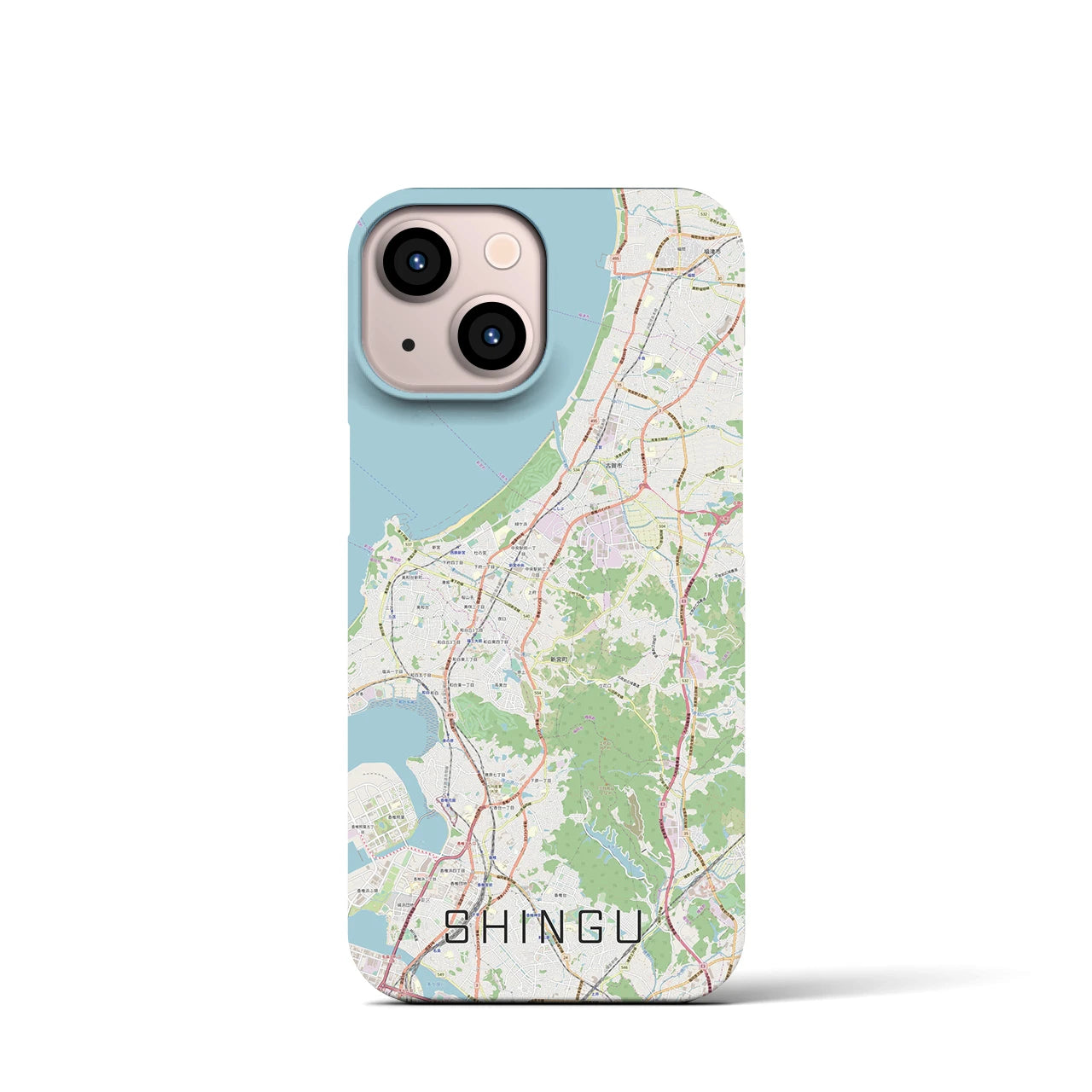 【新宮】地図柄iPhoneケース（バックカバータイプ・ナチュラル）iPhone 13 mini 用