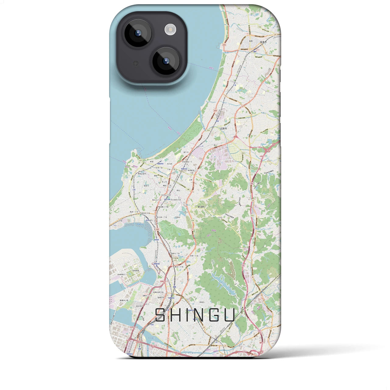 【新宮】地図柄iPhoneケース（バックカバータイプ・ナチュラル）iPhone 14 Plus 用