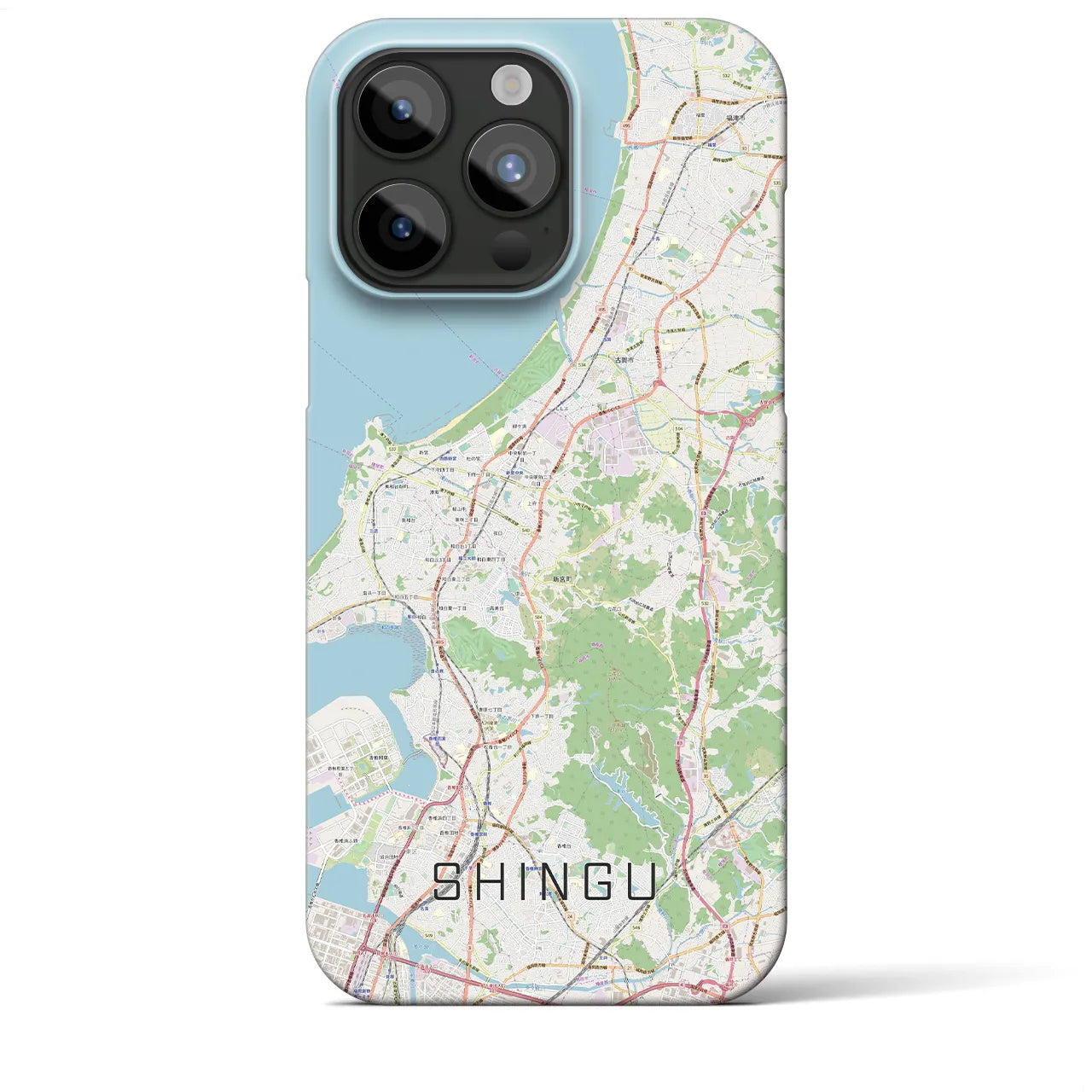 【新宮】地図柄iPhoneケース（バックカバータイプ・ナチュラル）iPhone 15 Pro Max 用