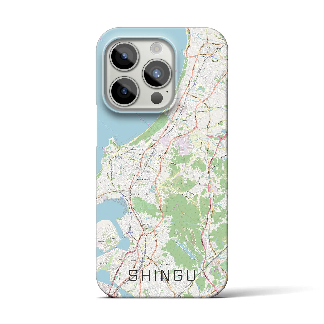 【新宮】地図柄iPhoneケース（バックカバータイプ・ナチュラル）iPhone 15 Pro 用