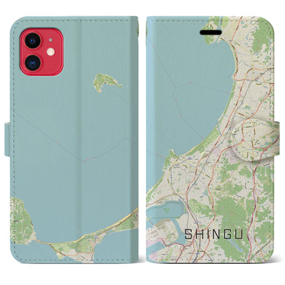 【新宮（福岡県）】地図柄iPhoneケース（手帳タイプ）ナチュラル・iPhone 11 用