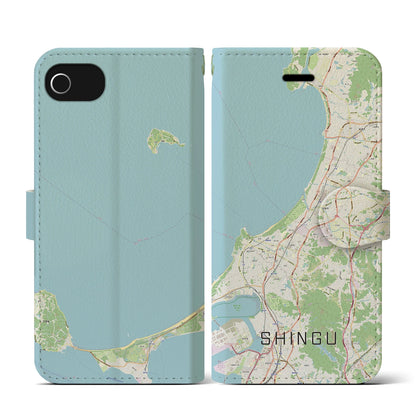 【新宮（福岡県）】地図柄iPhoneケース（手帳タイプ）ナチュラル・iPhone SE（第3 / 第2世代） / 8 / 7 / 6s / 6 用