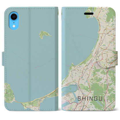 【新宮（福岡県）】地図柄iPhoneケース（手帳タイプ）ナチュラル・iPhone XR 用