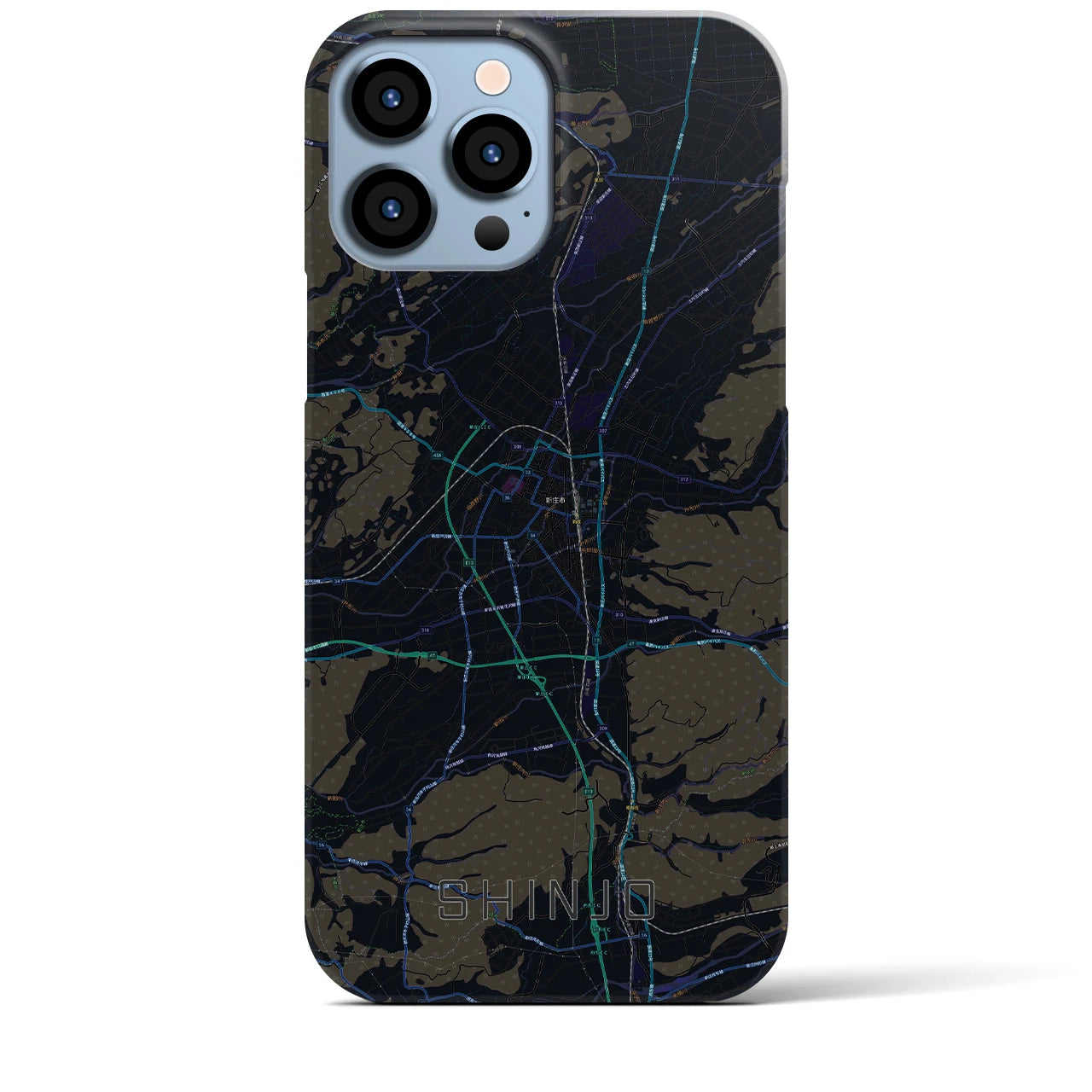 【新庄】地図柄iPhoneケース（バックカバータイプ・ブラック）iPhone 13 Pro Max 用