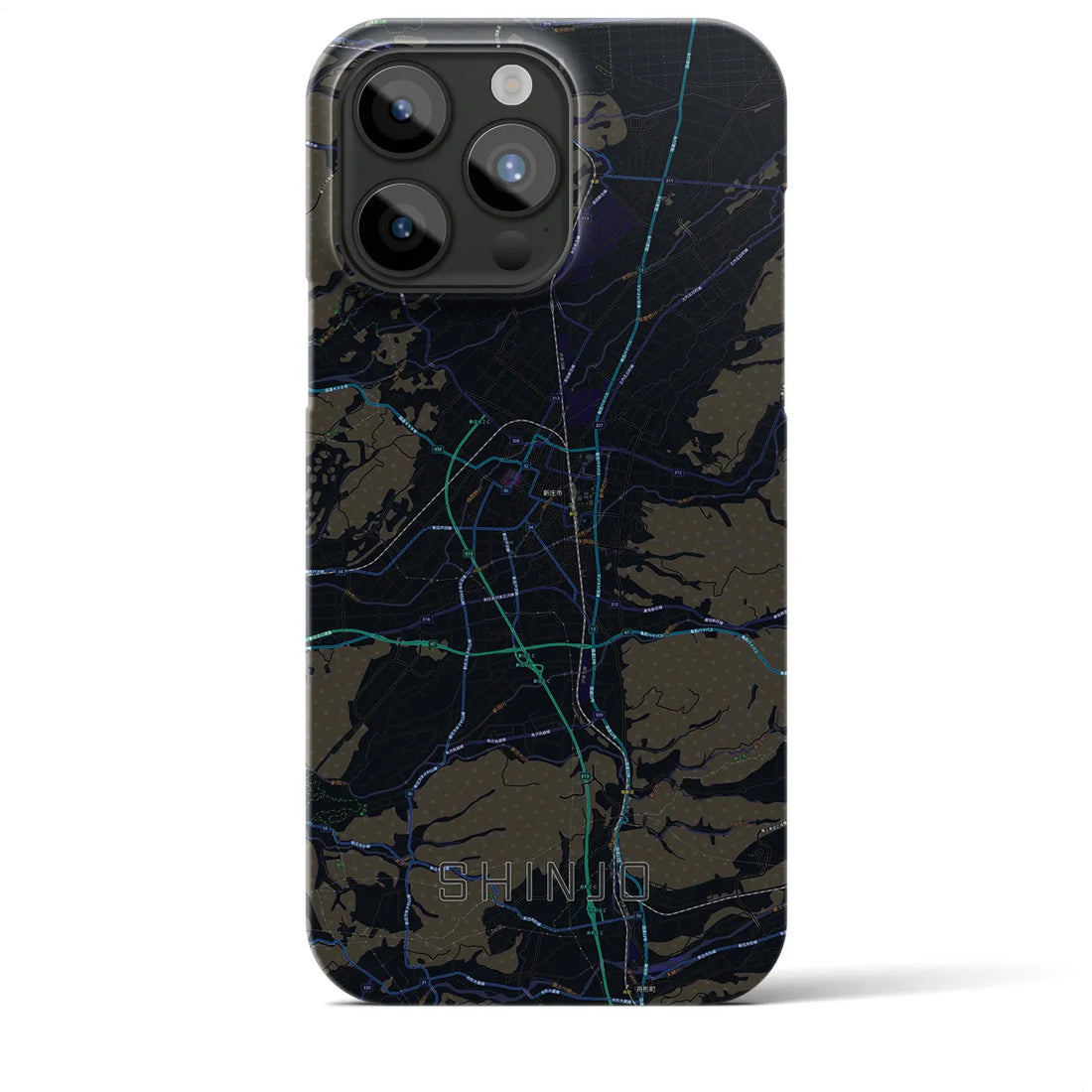 【新庄】地図柄iPhoneケース（バックカバータイプ・ブラック）iPhone 15 Pro Max 用
