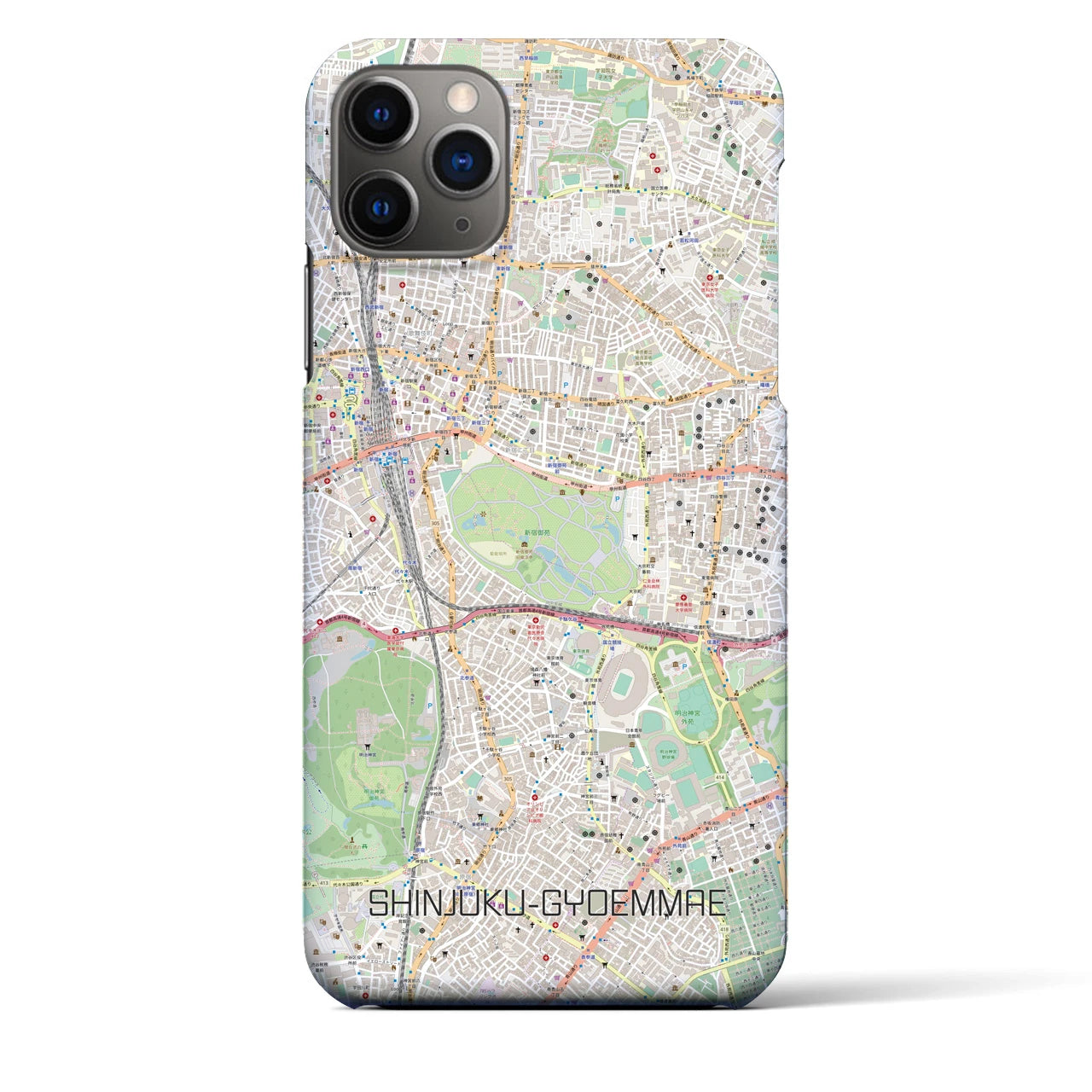 【新宿御苑前】地図柄iPhoneケース（バックカバータイプ・ナチュラル）iPhone 11 Pro Max 用