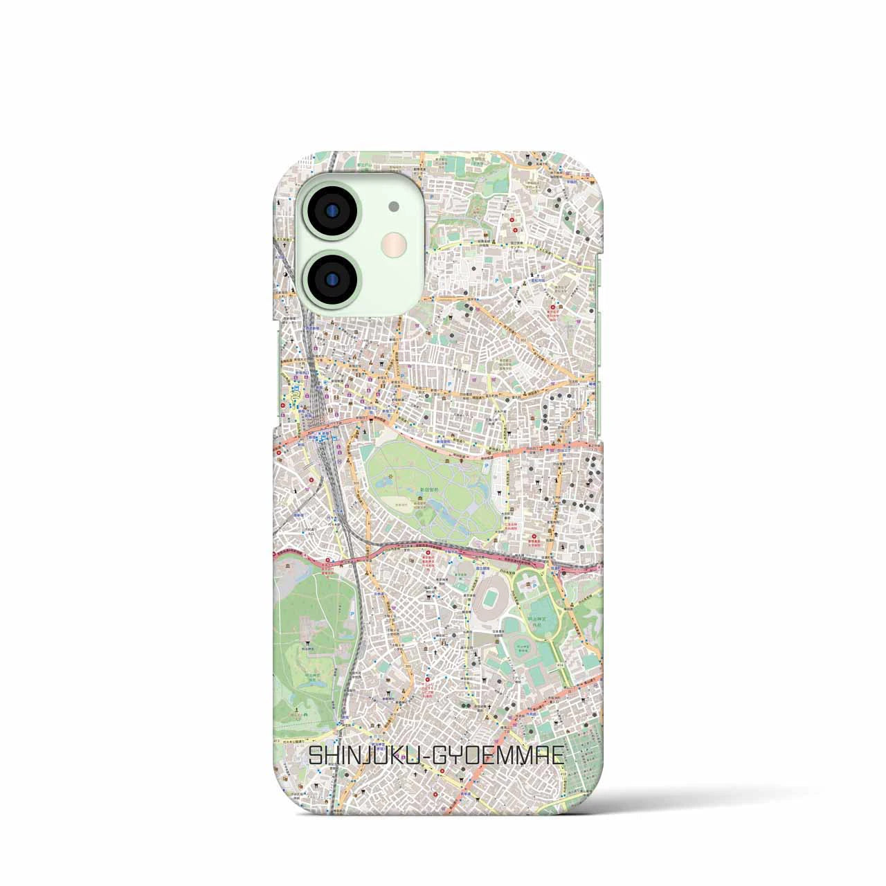 【新宿御苑前】地図柄iPhoneケース（バックカバータイプ・ナチュラル）iPhone 12 mini 用