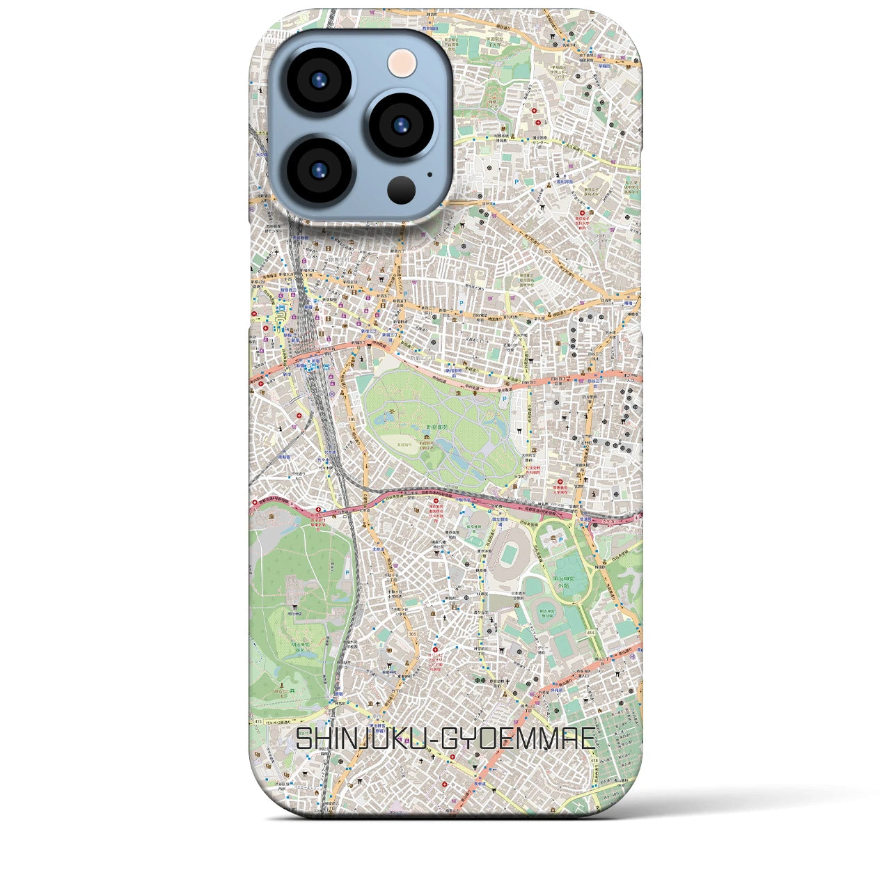 【新宿御苑前】地図柄iPhoneケース（バックカバータイプ・ナチュラル）iPhone 13 Pro Max 用