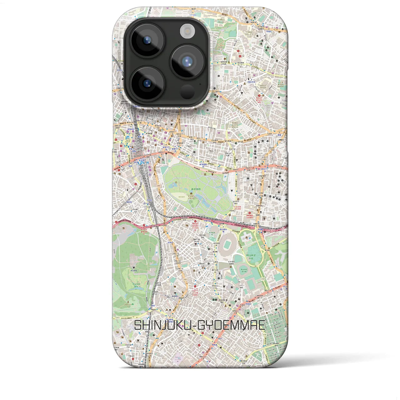 【新宿御苑前】地図柄iPhoneケース（バックカバータイプ・ナチュラル）iPhone 15 Pro Max 用