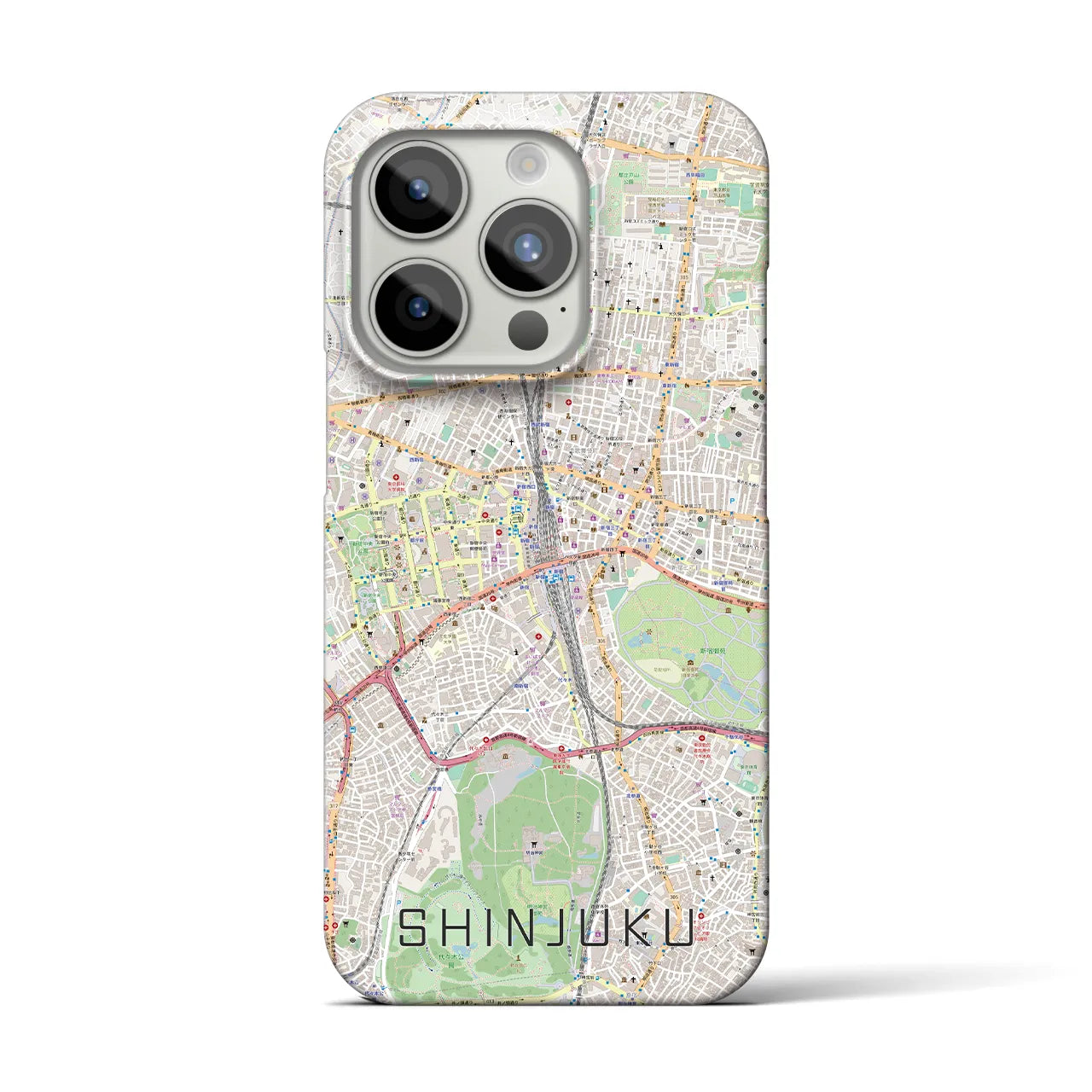 【新宿】地図柄iPhoneケース（バックカバータイプ・ナチュラル）iPhone 15 Pro 用