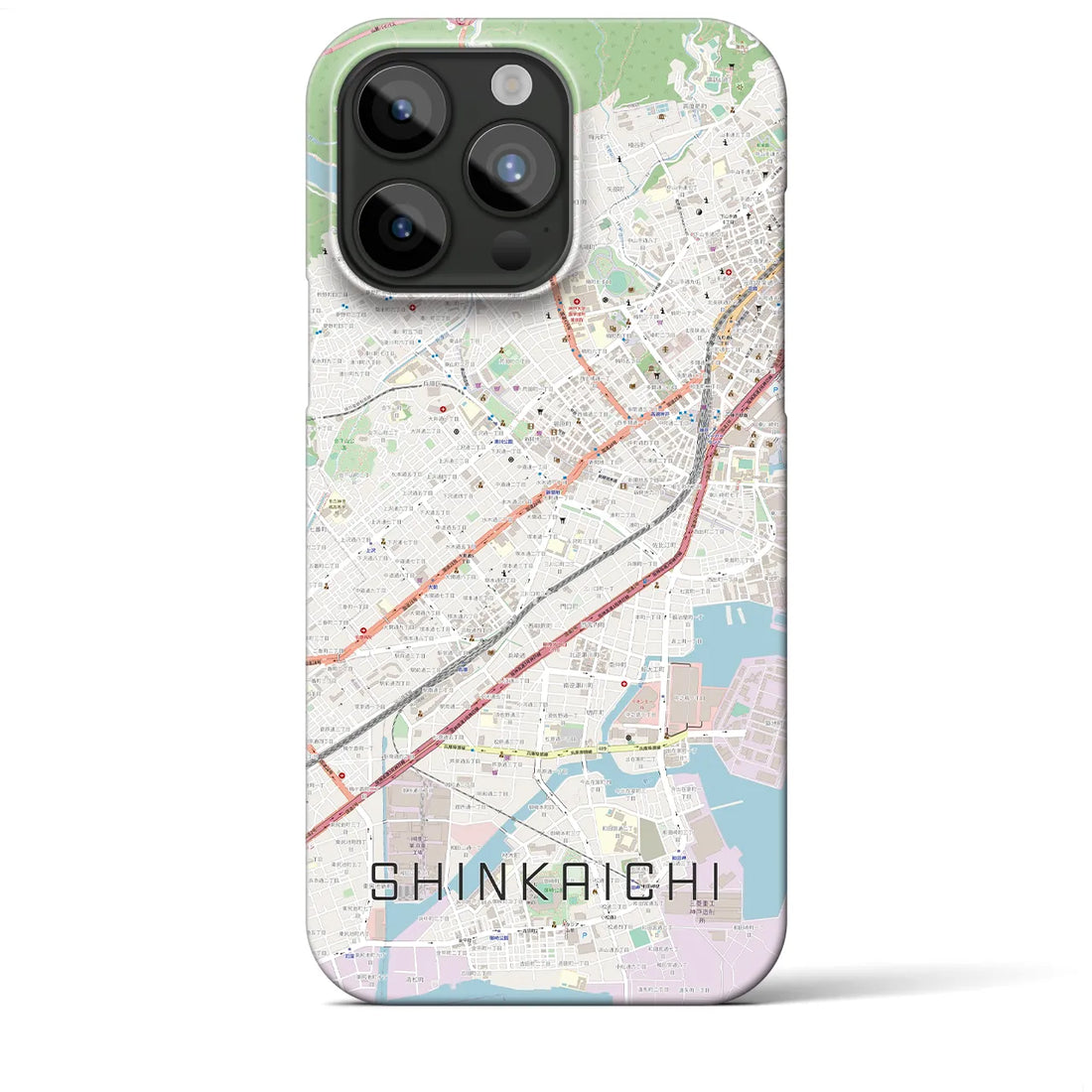 【新開地】地図柄iPhoneケース（バックカバータイプ・ナチュラル）iPhone 15 Pro Max 用