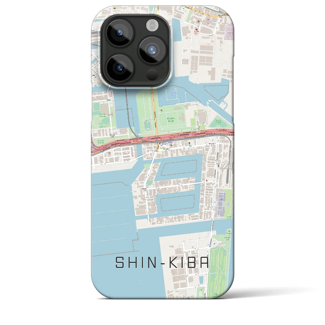 【新木場】地図柄iPhoneケース（バックカバータイプ・ナチュラル）iPhone 15 Pro Max 用