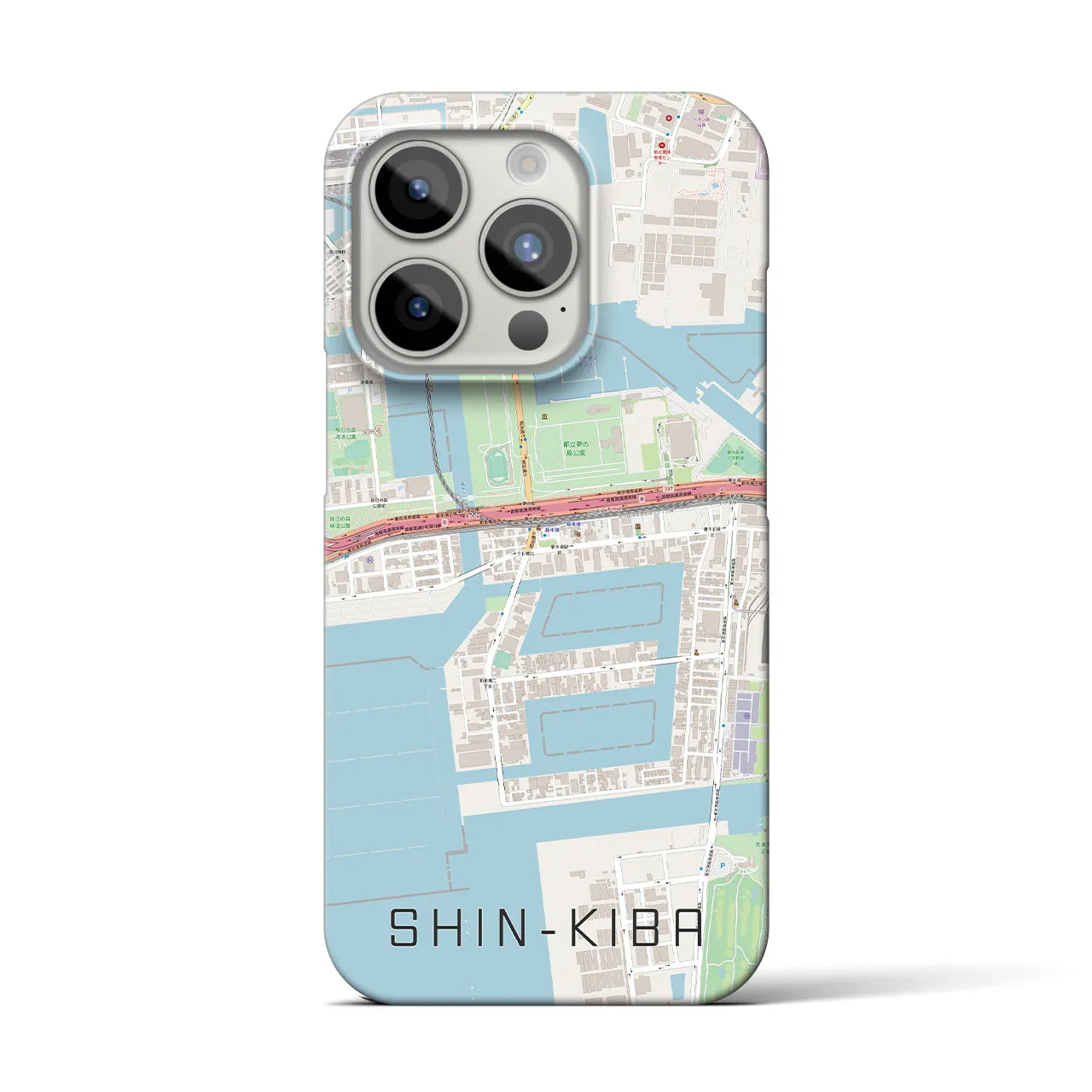 【新木場】地図柄iPhoneケース（バックカバータイプ・ナチュラル）iPhone 15 Pro 用