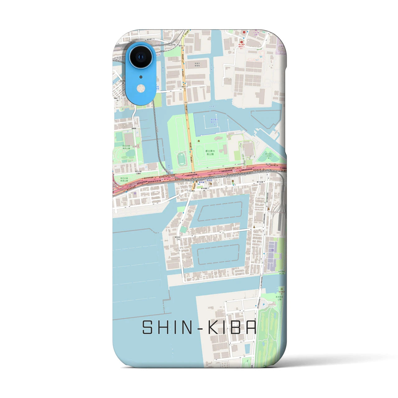 【新木場】地図柄iPhoneケース（バックカバータイプ・ナチュラル）iPhone XR 用