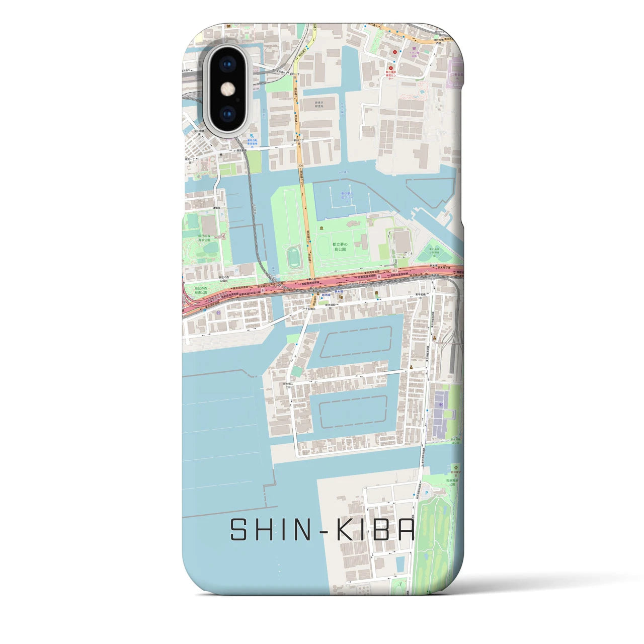 【新木場】地図柄iPhoneケース（バックカバータイプ・ナチュラル）iPhone XS Max 用