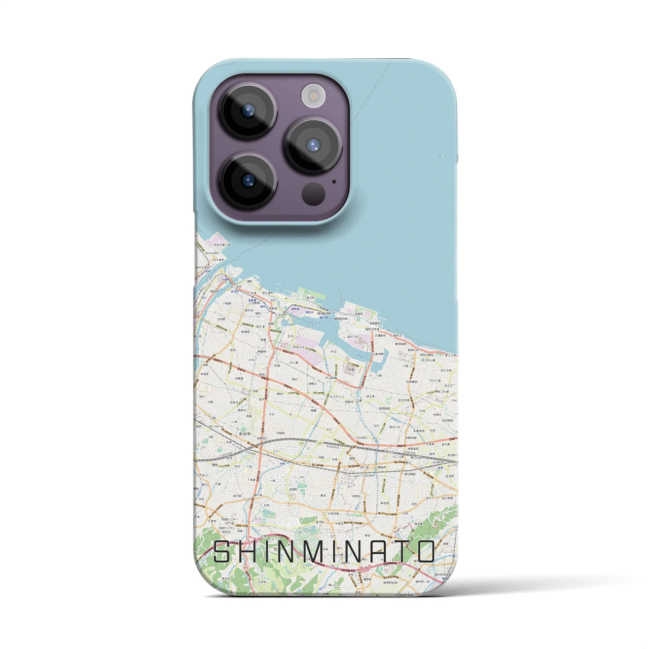 【新湊】地図柄iPhoneケース（バックカバータイプ・ナチュラル）iPhone 14 Pro 用