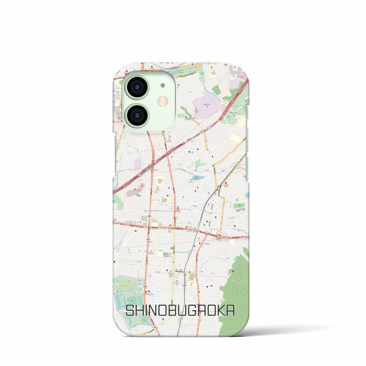 【忍ケ丘】地図柄iPhoneケース（バックカバータイプ・ナチュラル）iPhone 12 mini 用
