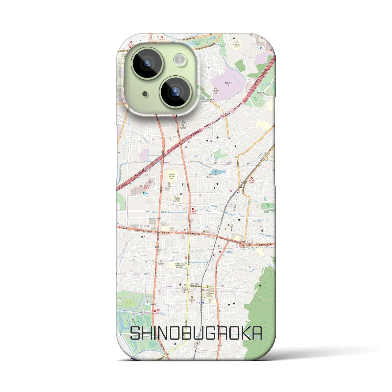 【忍ケ丘】地図柄iPhoneケース（バックカバータイプ・ナチュラル）iPhone 15 用