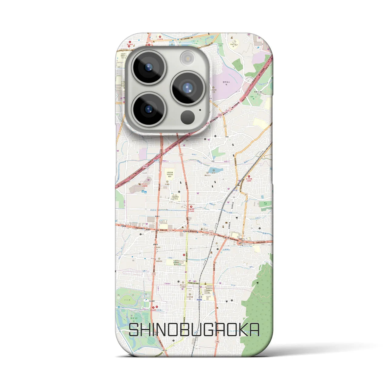 【忍ケ丘】地図柄iPhoneケース（バックカバータイプ・ナチュラル）iPhone 15 Pro 用