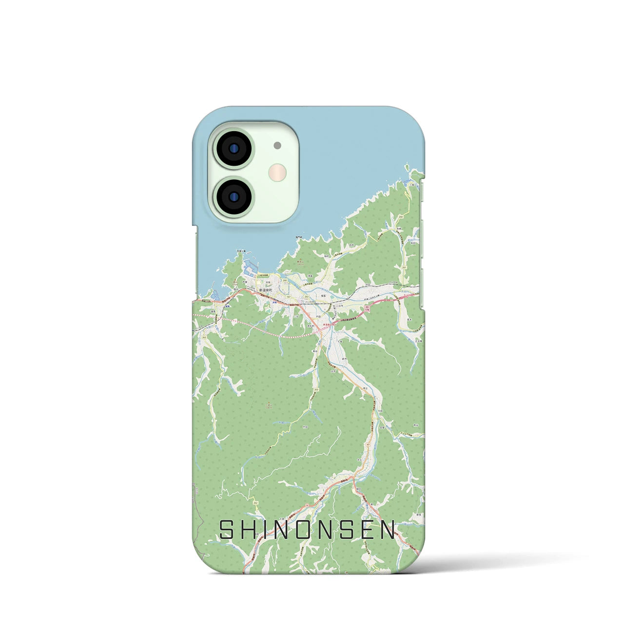 【新温泉】地図柄iPhoneケース（バックカバータイプ・ナチュラル）iPhone 12 mini 用