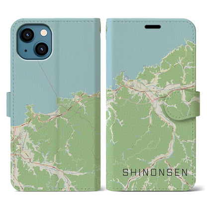 【新温泉（兵庫県）】地図柄iPhoneケース（手帳タイプ）ナチュラル・iPhone 13 用
