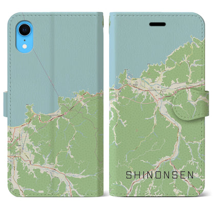 【新温泉（兵庫県）】地図柄iPhoneケース（手帳タイプ）ナチュラル・iPhone XR 用