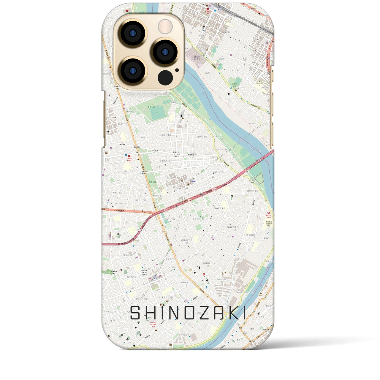 【篠崎】地図柄iPhoneケース（バックカバータイプ・ナチュラル）iPhone 12 Pro Max 用
