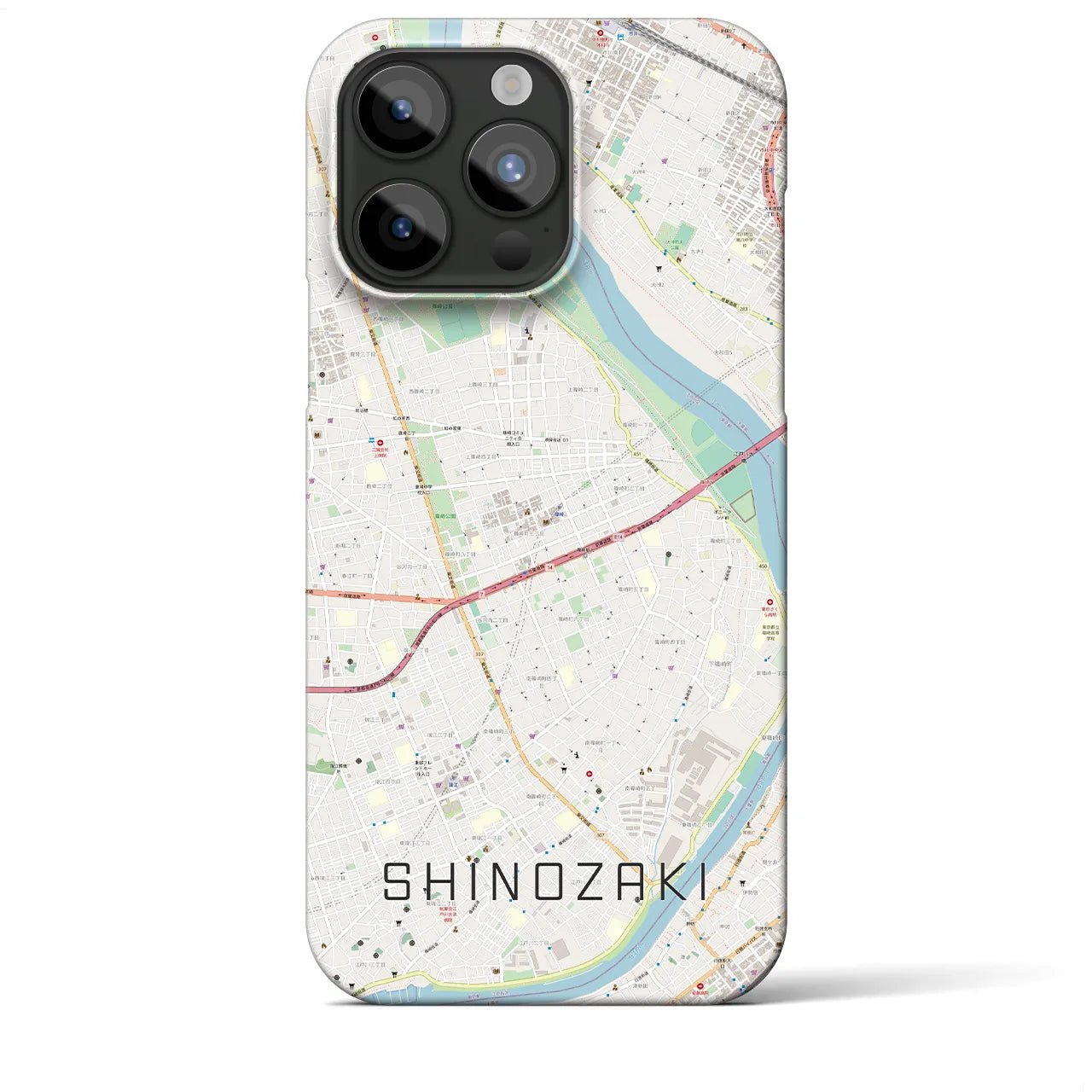 【篠崎】地図柄iPhoneケース（バックカバータイプ・ナチュラル）iPhone 15 Pro Max 用