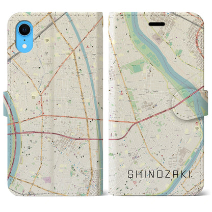 【篠崎（東京都）】地図柄iPhoneケース（手帳タイプ）ナチュラル・iPhone XR 用