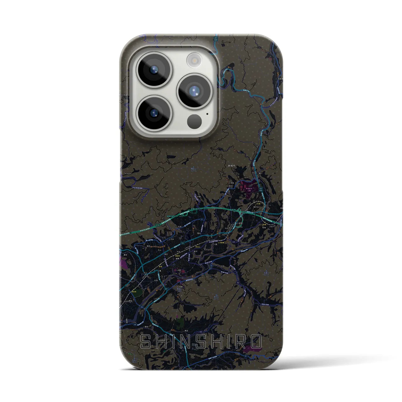【新城】地図柄iPhoneケース（バックカバータイプ・ブラック）iPhone 15 Pro 用