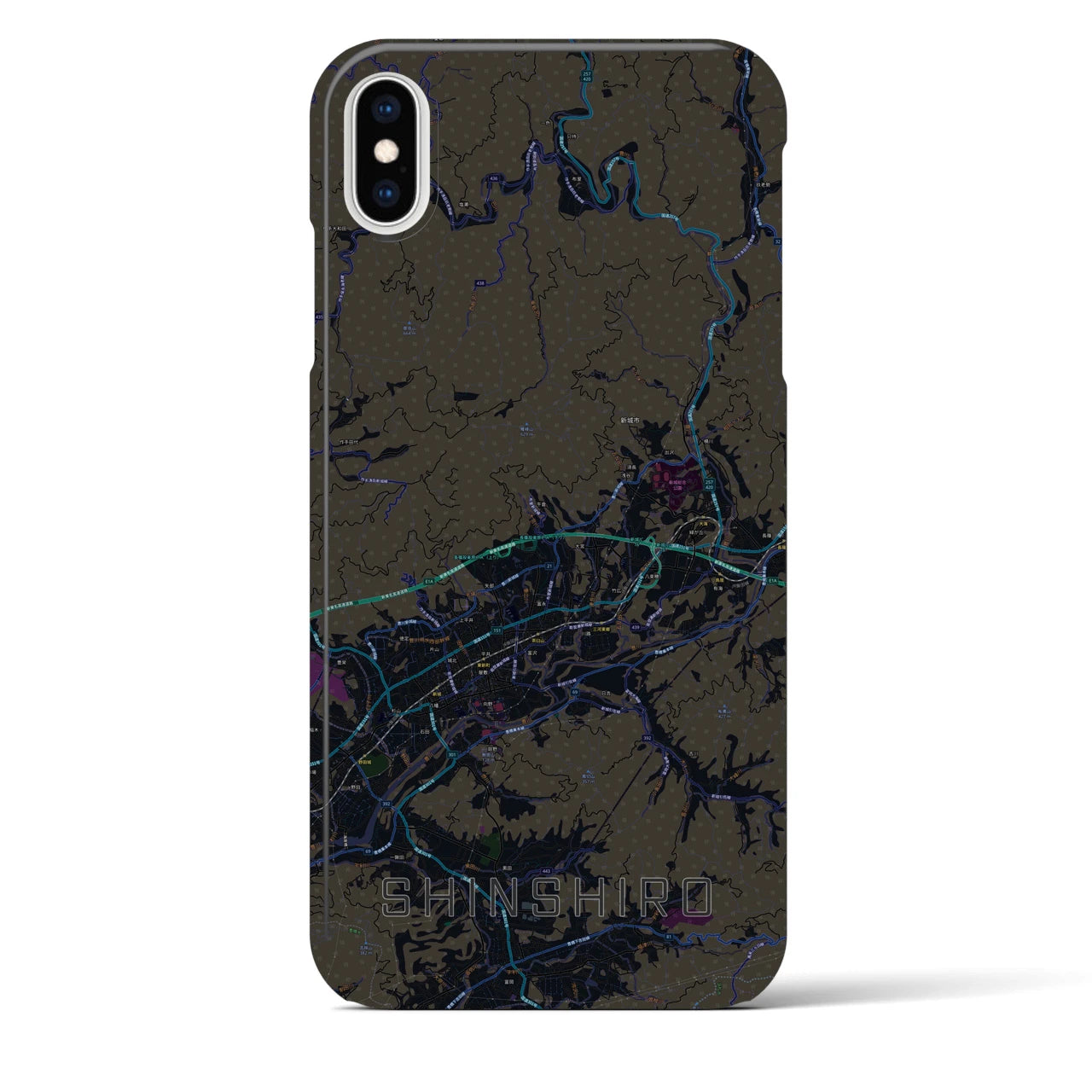 【新城】地図柄iPhoneケース（バックカバータイプ・ブラック）iPhone XS Max 用