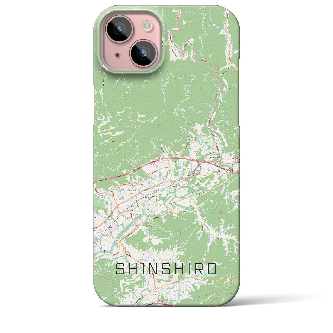 【新城】地図柄iPhoneケース（バックカバータイプ・ナチュラル）iPhone 15 Plus 用
